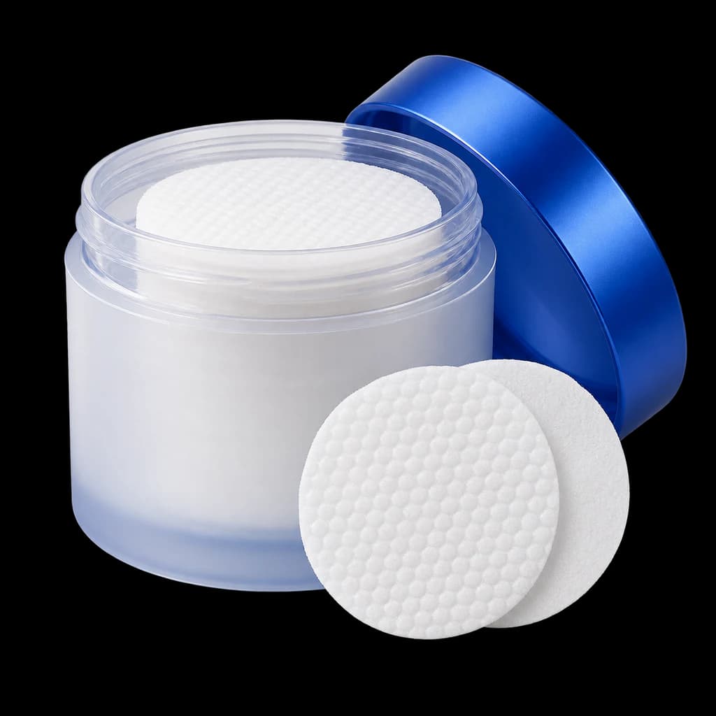 Redaktionelle KI-Illustration: medicube Zero Pore Pad 2.0 Peeling Tonerpads für Porenpflege | Doppelseitiges Gesichtspad mi...