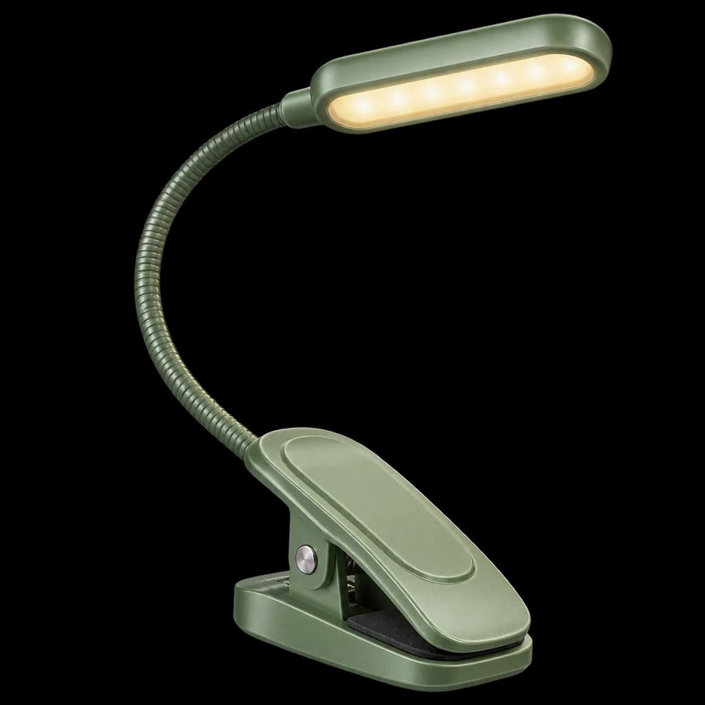 Redaktionelle KI-Illustration: 86lux Leselampe Buch Klemme,Wiederaufladbare Buchlampe zum Lesen im Bett | Ultraleichte LED...
