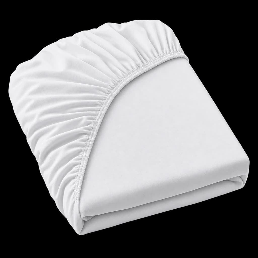 Redaktionelle KI-Illustration: Jacobson Jersey Spannbettlaken Spannbetttuch Baumwolle Bettlaken (90x200-100x200 cm, Weiss)